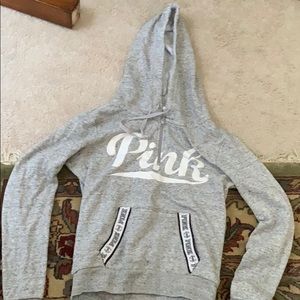 victoria’s secret pink hoodie in gray with logo